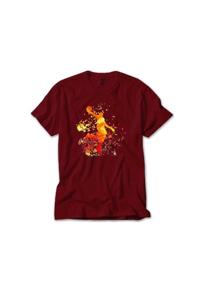 Basketball Fire Silhouette Kırmızı Tişört