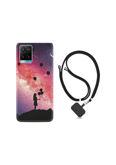 Vivo Y21 Kılıf Boyun Askılı Flowers Cat 2 1349