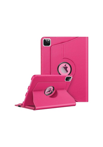 Apple Uyumlu İpad Yatay Ve Dikey Standlı 360 Derece Döner Tablet Kılıfı İpad Pro 4.nesil 11 Pembe