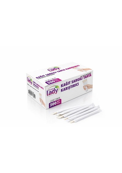 Miss Lady Kağıt Sargılı Tahta Karıştırıcı 200lü Paket İçi +-