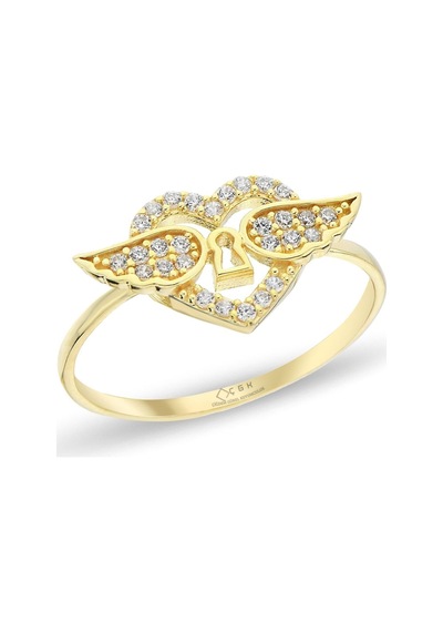 Çgk Çiğdem Gürel Kuyumculuk Minimal Taşlı Kalp Altın Yüzük Gold