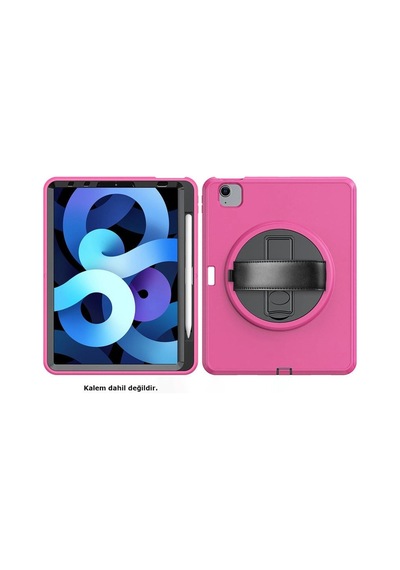Apple İpad 2022 10.9 10.nesil Kılıf Hand Strap Tablet Kılıfı - Pembe