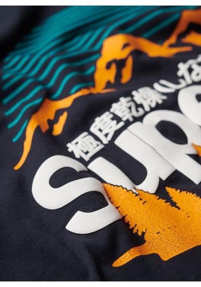 Superdry Bisiklet Yaka Baskılı Lacivert Erkek T-shirt M1011911a98t Great Outdoors Nr Grap