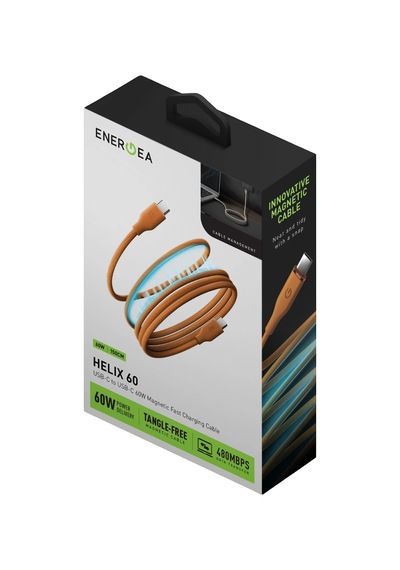 Energea Helix 60 1.5m 60w Manyetik Type-c To Type-c Hızlı Şarj Kablo - Mavi