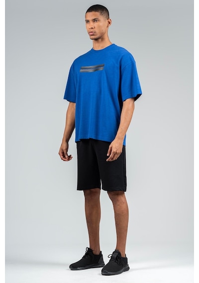 Maraton Sportswear Oversize Erkek Bisiklet Yaka Kısa Kol Basic Saks T-shirt 22749-saks