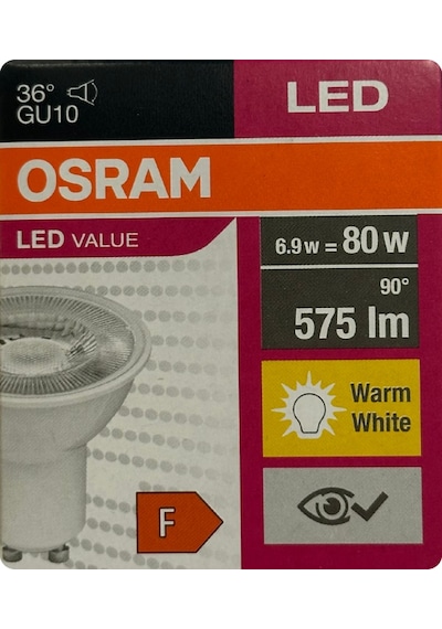 2 Adet Osram 6.9w 80w 2700k Sarı Işık Gu10 Duylu Led Spot Ampul