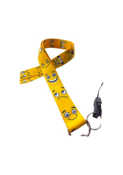 Smile Surat Kart Askı Ipi, Yaka Askı Ipi, Telefon Askısı Ve Sarı Plastik Yatay Kartlık