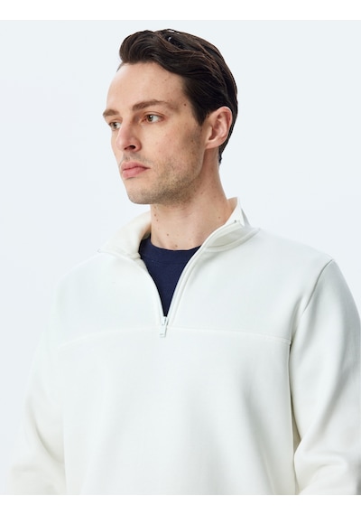 Koton Uzun Kollu Pamuk Karışımlı Basic Yarım Fermuarlı Sweatshirt Beyaz 5wam70255mk BEYAZ Beyaz Koton Uzun Kollu Pamuk Karışımlı Basic Yarım Fermuarlı Sweatshirt Beyaz 5wam70255mk BEYAZ Beyaz