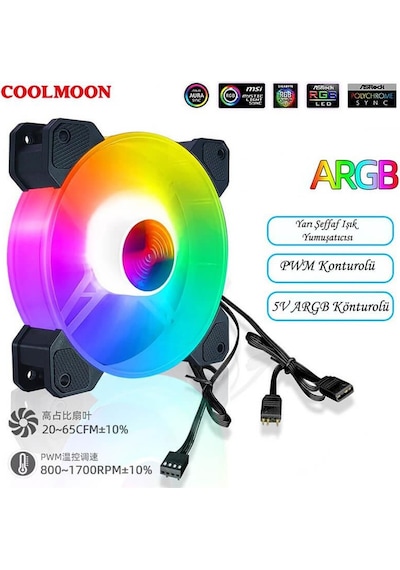 Coolmoon Yuhuan12cm Argb Kasa Fanı - 120mm Pc Fan - 5v 3pin Pwm Bağlantı