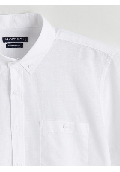 Lcwaıkıkı Classic Beyaz Regular Fit Keten Karışımlı Erkek Gömlek
