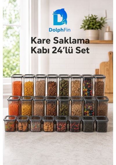 Kare Saklama Kabı 24'lü Set Siyah 650/1300/1900 Ml