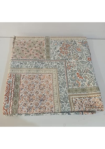 Kesmeli Tek Kişilik Yatak Örtüsü Takımı 160x220 Cm Su Yeşili Çok Renkli