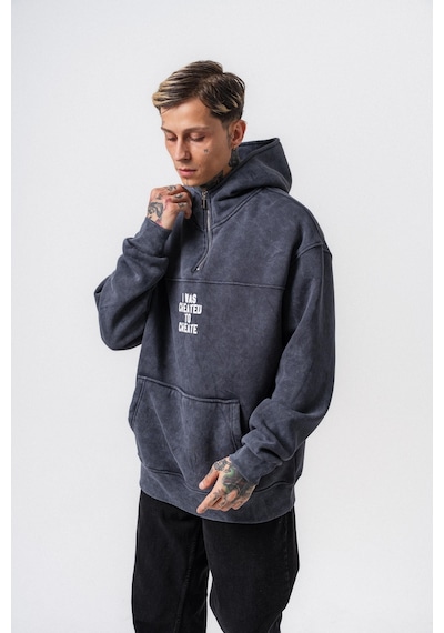 Respire Erkek Create Baskılı Kapüşonlu Oversize Hoodie Füme