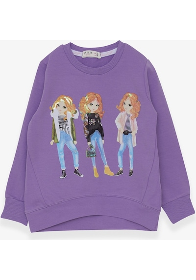 Breeze Kız Çocuk Sweatshirt Pullu Kız Baskılı 3-8 Yaş, Lila-lila Lila