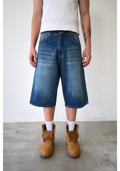Flaw Baggy Kot Şort-29225 Mavi