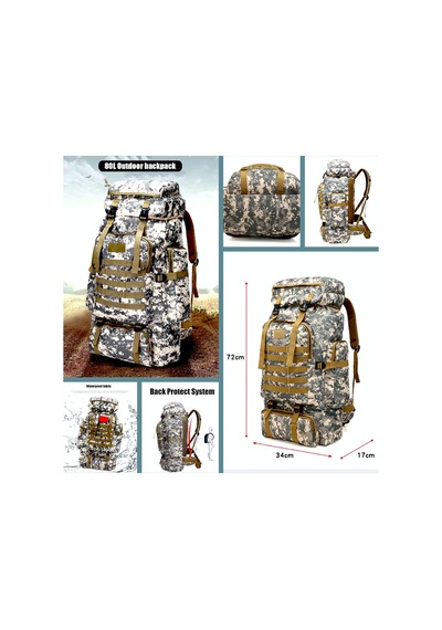 Omeniv Kamuflaj Sırt Çantası 80litre Av Kamp Outdoor Çok Renkli