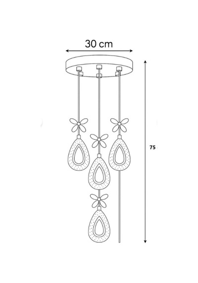 Damla 4 Lü Gümüş 3 Renk Ledli Kumandalı Modern Sarkıt Led Avize