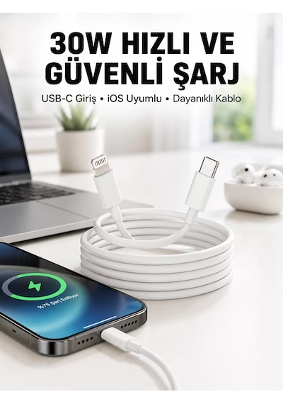 İos Uyumlu 8 X Xs Xr 11 12 13 14/pro Max Mini Plus Şarj Kablosu Yeni Nesil Belirtilmemiş