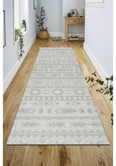 Modern Doğal Taban Saçaklı Salon Koridor Mutfak Çocuk Oturma Odası Halı Yolluk 7132 L.grey Gri Krem