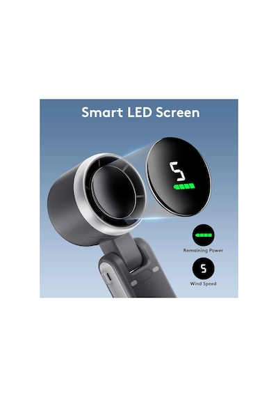 Şarjlı El Fanı 5 Kademe Hız Ayarlı Boyun Askı İpli Serinletici Vantilatör Led Ekranlı Mini Fan