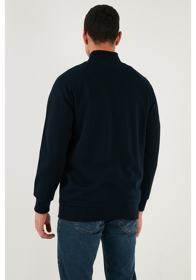 Buratti Pamuklu Relaxed Fit Yarım Fermuarlı Dik Yaka Erkek Sweat 5901232 Lacivert