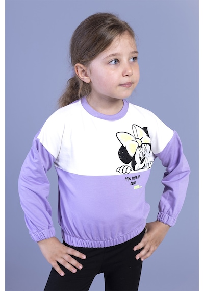 Toontoy Kız Çocuk Garnili Baskılı Sweatshirt Lila