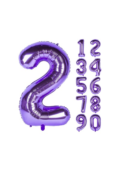 2 İki Rakam Mor Folyo Balon 32"-34" Inc 80 cm