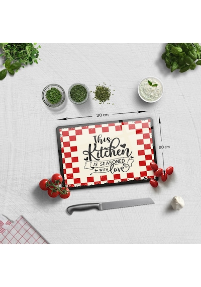 Decorita Cam Kesme Tahtası | Kitchen Love | 20cm x 30cm