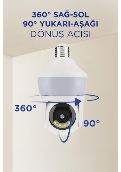 Torima CMR-26 360 Full HD 1080P Ampül Wifi Smart Ip Güvenlik Kamerası Beyaz