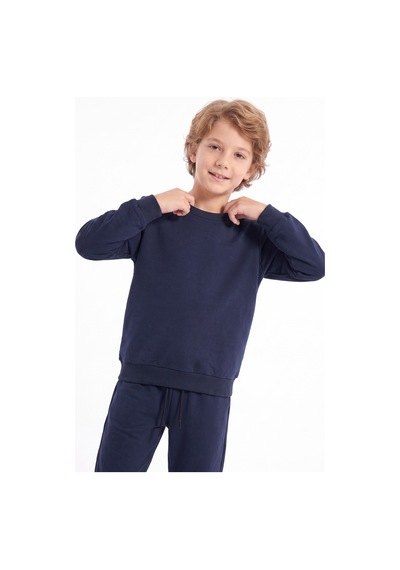 Panios Kids Erkek Çocuk Düz Bisiklet Yaka Çift Cepli Eşofman Takımı Lacivert