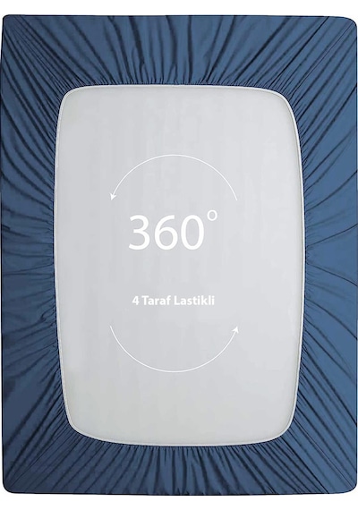 Soley Jersey %100 Pamuk Çift Kişilik 140 X 200 Lastikli Çarşaf İndigo Mavi
