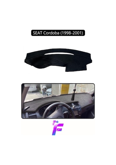 Seat Cordoba 1998-2001 Uyumlu Torpido Örtüsü Yansıma Önleyici Tam Koruma Hızlı Montaj K6 Siyah