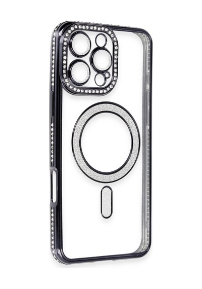 Apple iPhone Uyumlu 16 Pro Max Kılıf Joke Simli Magneticsafe Kılıf gri