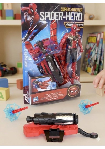 Örümcek Adam 17cm Işıklı Figürlü 2 Farklı Atış Yapabilen Ağ Fırlatıcısı Ve Eldivenli Oyuncak Seti Spider - Man
