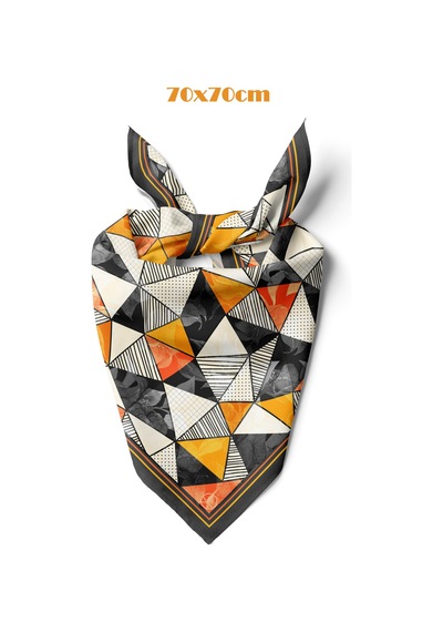 Trıbal Geometrı Desen 70 70cm Bandana/fular Çok Renkli