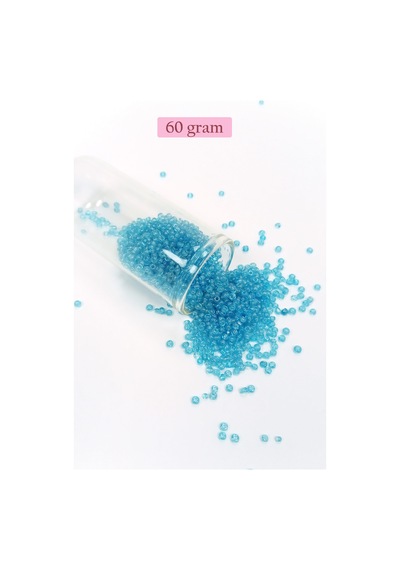 Dökme Cam Kum Boncuk 11/0 2 Mm - 60 Gram - Şeffaf Koyu Camgöbeği - Bnc061