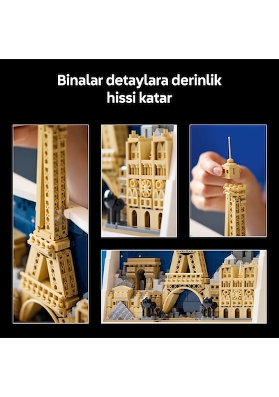 LEGO® Architecture Paris – Aşıklar Şehri 21064 – Yetişkinler için 4 Mimari Simge İçeren Dekoratif Model Yapım Seti (958 Parça)