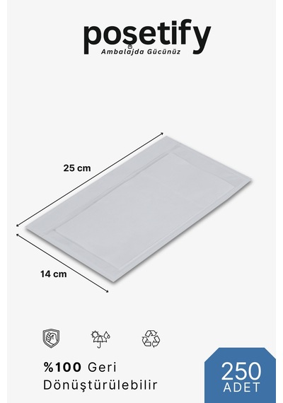 Fatura Cebi 14x25 250 Adet Yapışkanlı Kargo Evrak Cebi Şeffaf Dayanıklı Paketleme Poşeti