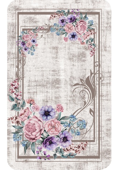 Rovigo Home Baskılı Kaymaz Taban 2 Li Banyo Paspas Takım Rvg5066-100X60-60X50 Çok Renkli
