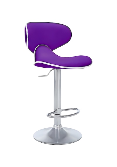 Bürocci Zen Bar Taburesi - Mor Modern Deri Metal Ataklı Yüksek Tezgah Sandalyesi - 9549s0515 Mor