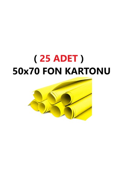 25 Adet 50x70 Cm Sarı Renkli Fon Kartonu Rulo Canlı Renk Büyük Boy Anaokulu Kreş Okul