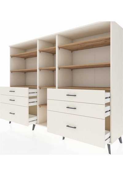 Hyperion Dolap 10 Raflı 6 Çekmeceli 220x44x163 Aytaşı-çam/aytaşı Aytaşı-çam/aytaşı