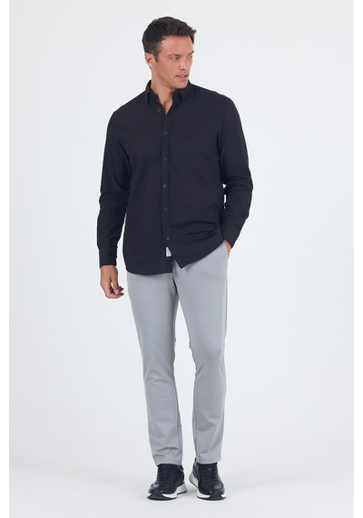 İmza Siyah Uzun Kol Düz Armür Oval Yaka Casual Comfort Fit Gömlek 1004250249 Siyah İmza Siyah Uzun Kol Düz Armür Oval Yaka Casual Comfort Fit Gömlek 1004250249 Siyah