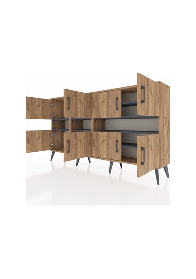 Arges Konsol 8 Raflı 8 Kapaklı 176x30x99 Çam-çam/antrasit Atlas Çam/antrasıt - Atlas Çam Arges Konsol 8 Raflı 8 Kapaklı 176x30x99 Çam-çam/antrasit Atlas Çam/antrasıt - Atlas Çam