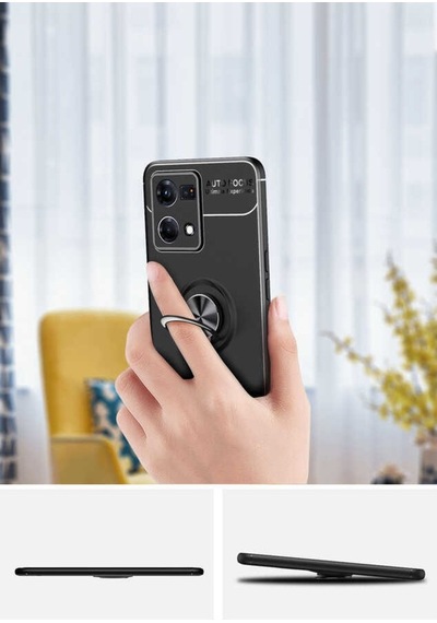 Oppo Reno 7 4G Kılıf Zore Ravel Yüzüklü Silikon Kılıf