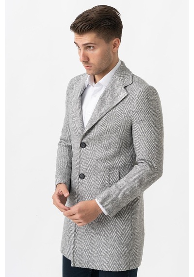White Stone Arezzo 4025 Ceket Yaka Pamuklu Slim Fit Kaban Gri-Gri