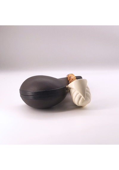 El Oyma Lületaşı Pipo Modern Spiral Tasarım, Amber Akrilik Ağızlık 15 Cm
