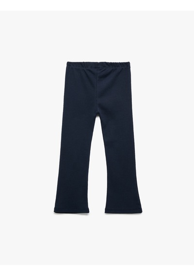 Koton Pamuklu Beli Lastikli Basic İspanyol Paça Tayt Lacivert 6wmg40067ak Lacivert