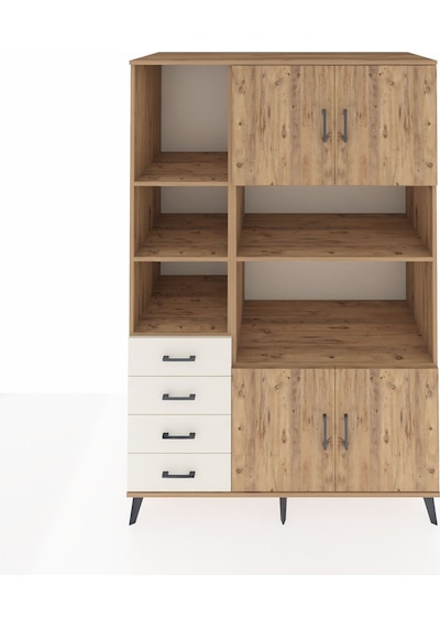 Kronos Dolap 8 Raflı 4 Çekmeceli 4 Kapaklı 132x59x195 Çam-çam... Çam