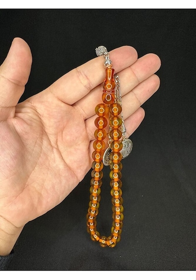 Toz Kehribar Tesbih Sarı Renkli Küre Kesim 10 Mm T-573